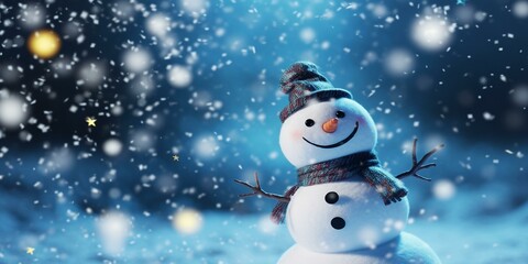 christmas snowy winter snowman snowflakes falling background cinematic