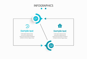 Vector infographic design template with icons and 2 options or steps. Can be used for process diagram, presentations, workflow layout, flow chart, info graph