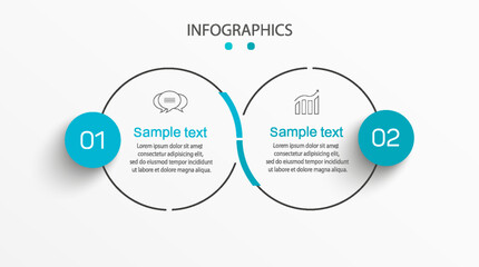 Fototapeta premium Vector infographic design template with icons and 2 options or steps. Can be used for process diagram, presentations, workflow layout, flow chart, info graph