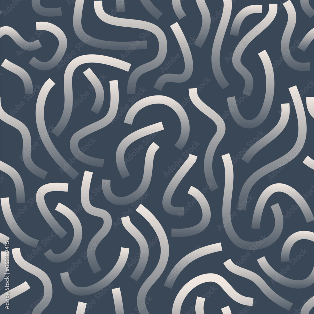 Poster white gradient curved lines isolated on dark grey background. transparent bold squiggles.