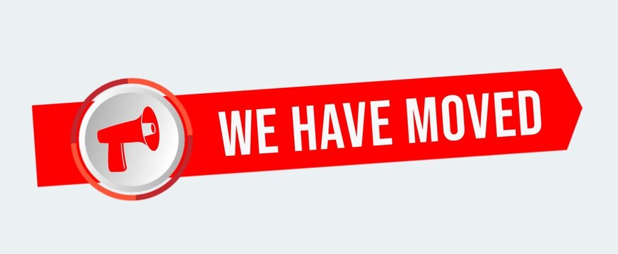 We have moved sticker with speaker icon isolated on white background. 
