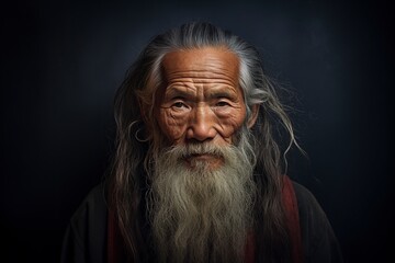 old chinese man with sad expression