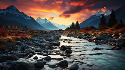 Beautiful landscape inspired by Banff National Park - fictional landmark illustration