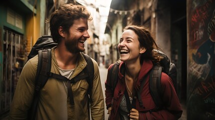 Couple Enjoying Winter Hike in the City - Traveler Couple