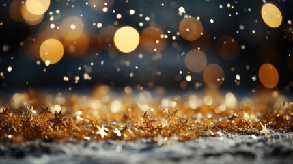 Fototapeta na wymiar Golden snow winter background stock photography