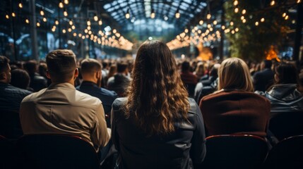 A lot of people attending a big event conference. Generative AI