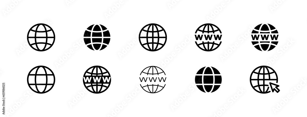 Poster globe icon set. world global line icon www earth web icons . website icon for contact icons