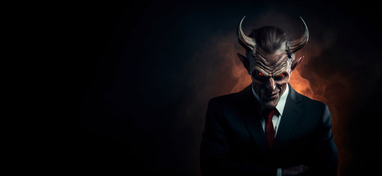 evil businessman standing with his arms crossed