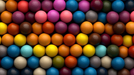 Fototapeta na wymiar Colorful background. Multi-colored balls tightly packed in rows. Abstract pattern of multi-colored spheres. Colorful glossy balls. Kids plastic shiny toys.