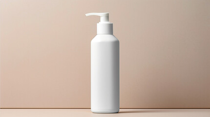 Mockup of a white plastic bottle for cosmetic
