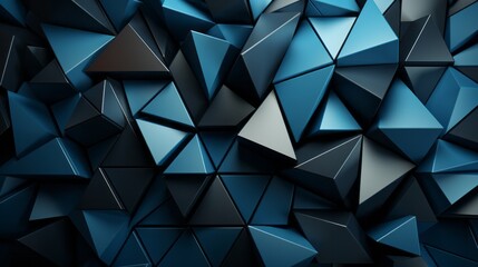 Abstract blue and black angular geometry wallpaper. Generative AI - obrazy, fototapety, plakaty