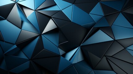 Abstract blue and black angular geometry wallpaper. Generative AI