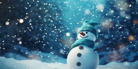 christmas snowy winter snowman snowflakes falling background cinematic