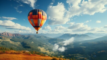 Fototapeta premium Air balloon floating in the sky. Generative AI