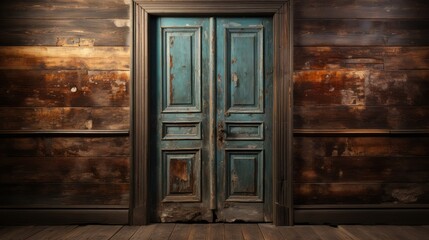 An old rustic wooden door. Generative AI