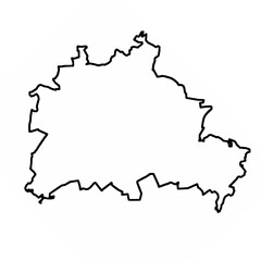 Outline of the CIty Berlin, city limits, map cut out, Germany