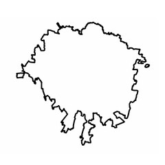 Outline of the City Milan, city limits, map cut out, Italy