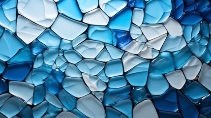 Aqua blue and white broken glass mosaic. Generative AI - obrazy, fototapety, plakaty