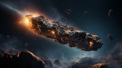 Asteroid floating in space an extraterrestrial presenc. Generative AI
