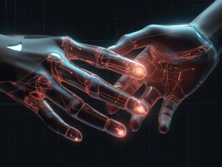 hands touching technology, artificial intelligence