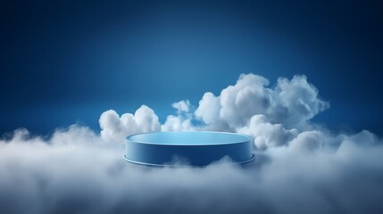 Cloud background podium blue 3d product sky white display platform render abstract stage pastel scene. Podium stand light minimal cloud background studio dreamy pedestal backdrop png smoke geometric.