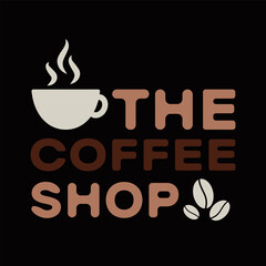 Vintage logo for restaurant food and drink. Coffee logo, label, icon. Isolated on a black background. Design elements. Vintage style. Vector illustration.