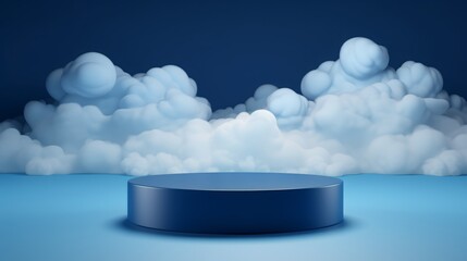 Cloud background podium blue 3d product sky white display platform render abstract stage pastel scene. Podium stand light minimal cloud background studio dreamy pedestal backdrop png smoke geometric.