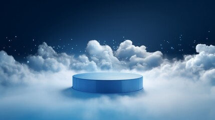 Cloud background podium blue 3d product sky white display platform render abstract stage pastel scene. Podium stand light minimal cloud background studio dreamy pedestal backdrop png smoke geometric. - Powered by Adobe