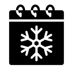 Winter Date Snowflake Calendar solid glyph icon