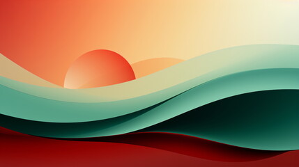 Minimalist Red on a Green background Abstract