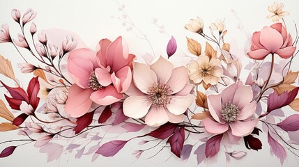 Botanical Flower Poster Design in a Watercolor Style. Generative AI