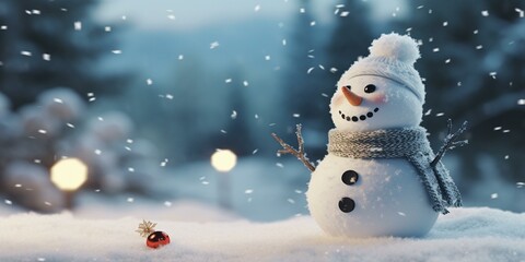 christmas snowy winter snowman snowflakes falling background cinematic