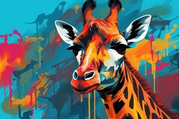 Graceful giraffe head. Long head neck. Generate Ai