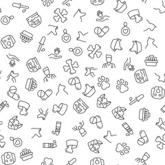 Crossed Bones, Cat, Dog, Vet, Dropper Seamless Pattern for printing, wrapping, design, sites, shops, apps