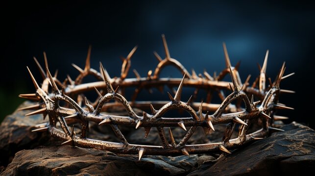 Crown of thorns. Lent Season Holy Week Good Friday. Generative AI