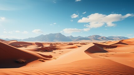 Fototapeta na wymiar Desert landscape with sand dunes and mountains capturi. Generative AI