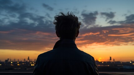 Distinctive silhouette of an individuals profile. Generative AI