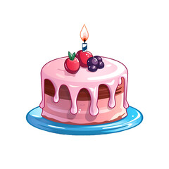 Cartoon Style Birthday Cake Cartoon Cake No Background Applicable to Any Context Perfect for Print on Demand Merchandise