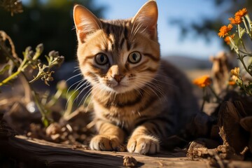 Obraz premium cute cat in the garden