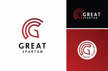 Foto op Plexiglas Initial Letter GS SG G Sparta Mask, Spartan Helmet for Greek Roman Warrior Knight Solider logo design  © Enola99d