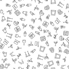 Drinks and Beverages Seamless Pattern for printing, wrapping, design, sites, shops, apps
