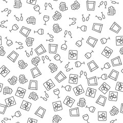 Beer, Cocktail, Whiskey with Ice Seamless Pattern for printing, wrapping, design, sites, shops, apps