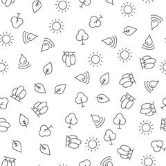 Tree, Sun, Leaf, Forest, Nature Seamless Pattern for printing, wrapping, design, sites, shops, apps