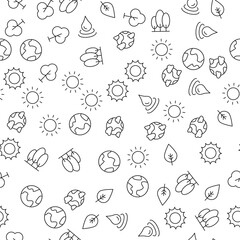 Tree, Sun, Earth, Planet, World Seamless Pattern for printing, wrapping, design, sites, shops, apps