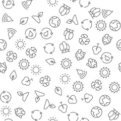 Tree, Leaf, Forest, Nature, Sun, Energy Recycle Seamless Pattern for printing, wrapping, design, sites, shops, apps