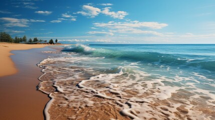 Obraz premium Footprints imprinted in the sand on a serene beach. Generative AI