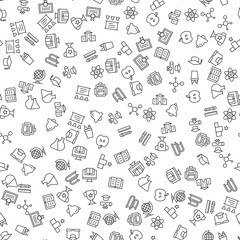 Isolated Atom, Classroom, School Supplies, Chemical Compound, University Seamless Pattern for printing, wrapping, design, sites, shops, apps