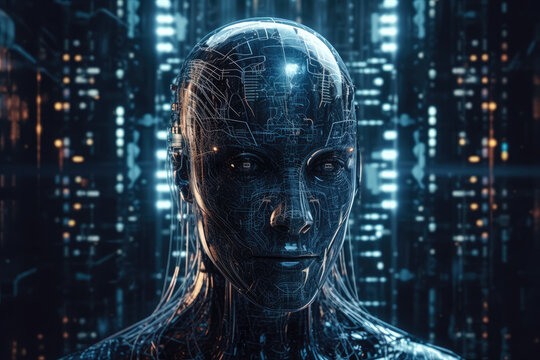 A humanoid robot exemplifying the cutting-edge of artificial intelligence and advanced technology. Generative Ai, Ai.