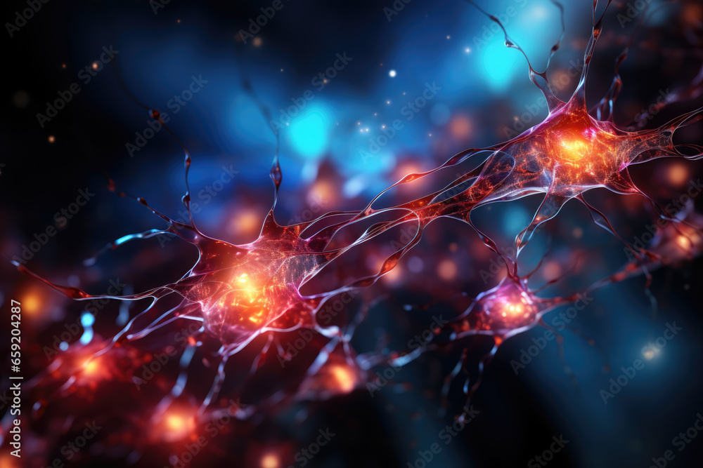 Aufkleber a web of interconnected neurons firing and lighting up, representing the intricate workings of the h