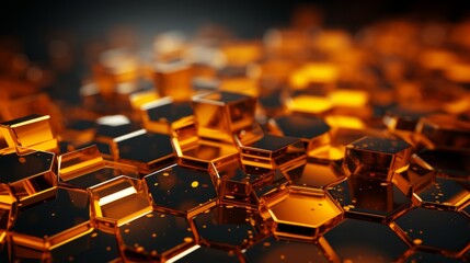 Fototapeta premium Hexagonal honeycomb abstract background. Generative AI